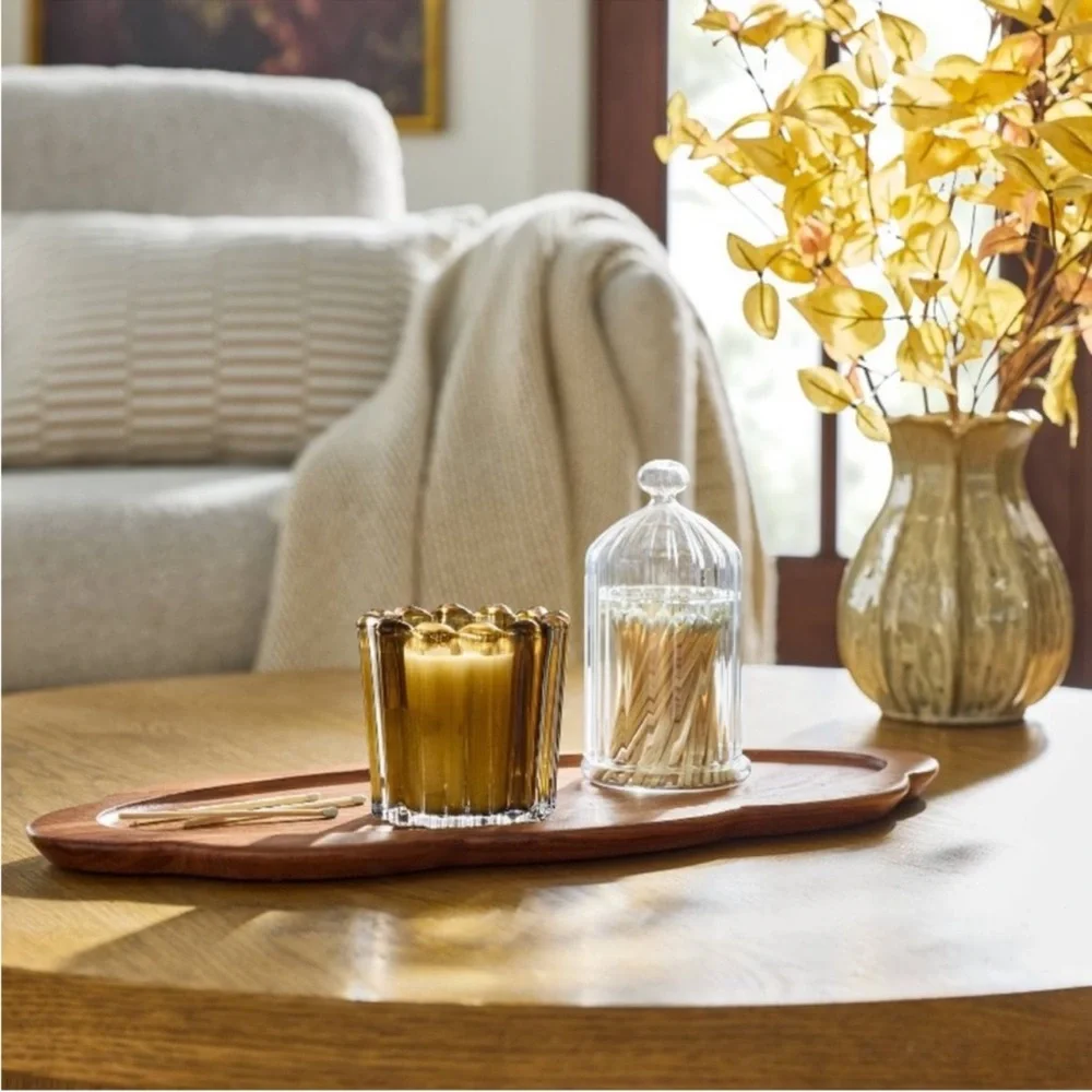 18” Long Wood Scallop Oval Wooden Tray - Hearth & Hand™ with Magnolia NEW